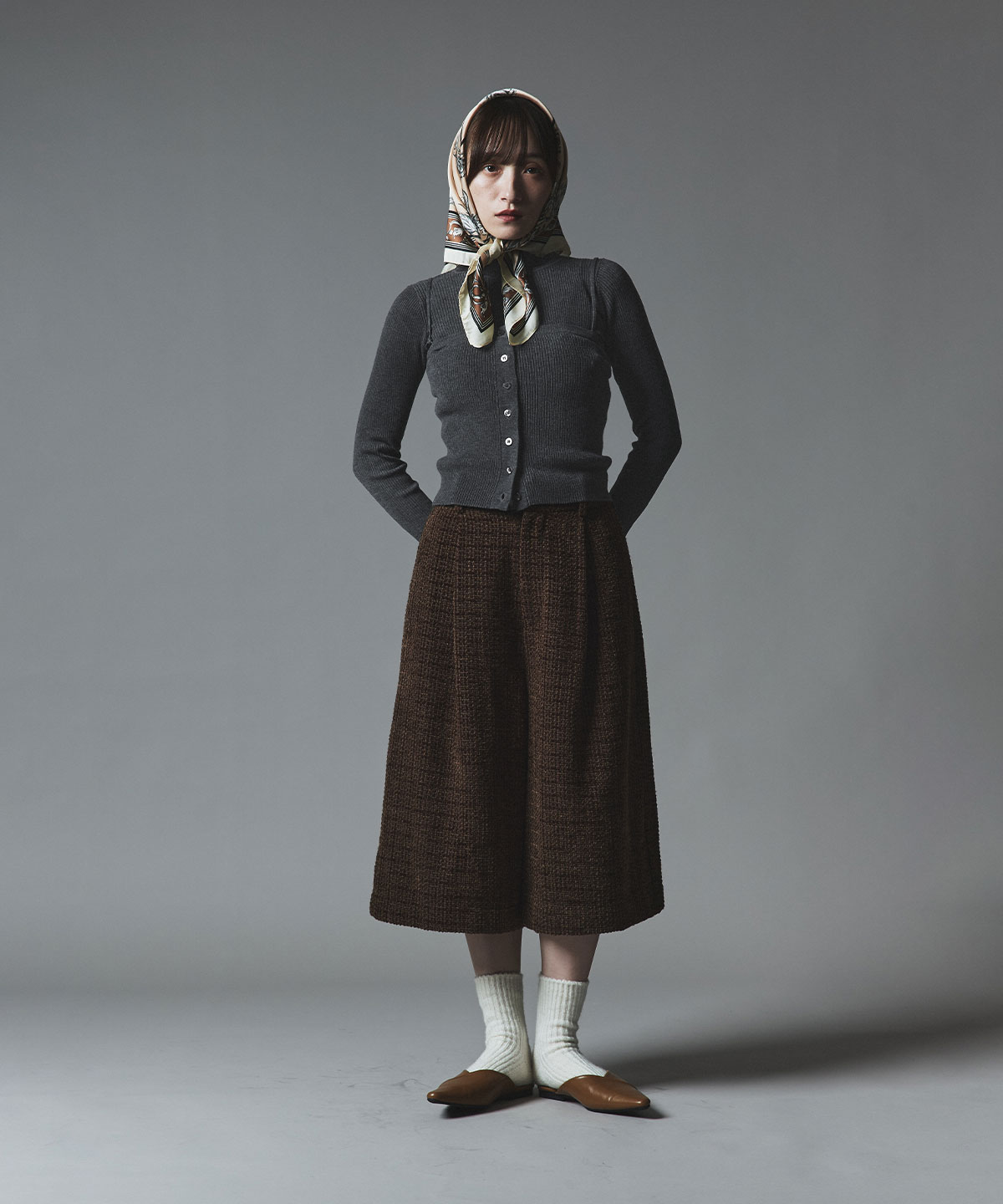 【予約販売】ウールミックスライトニット配色トップスセット 全4色