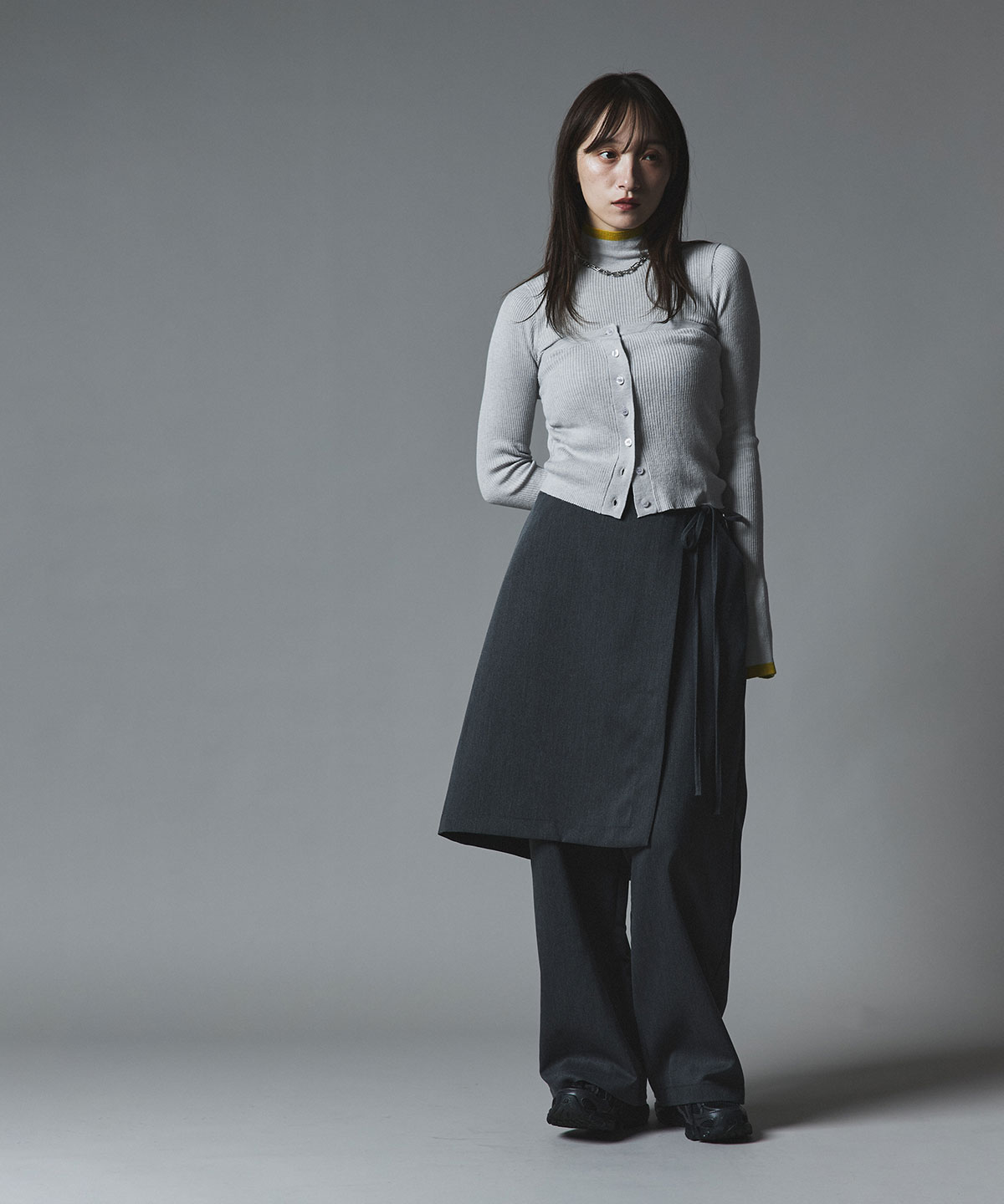 【予約販売】ウールミックスライトニット配色トップスセット 全4色