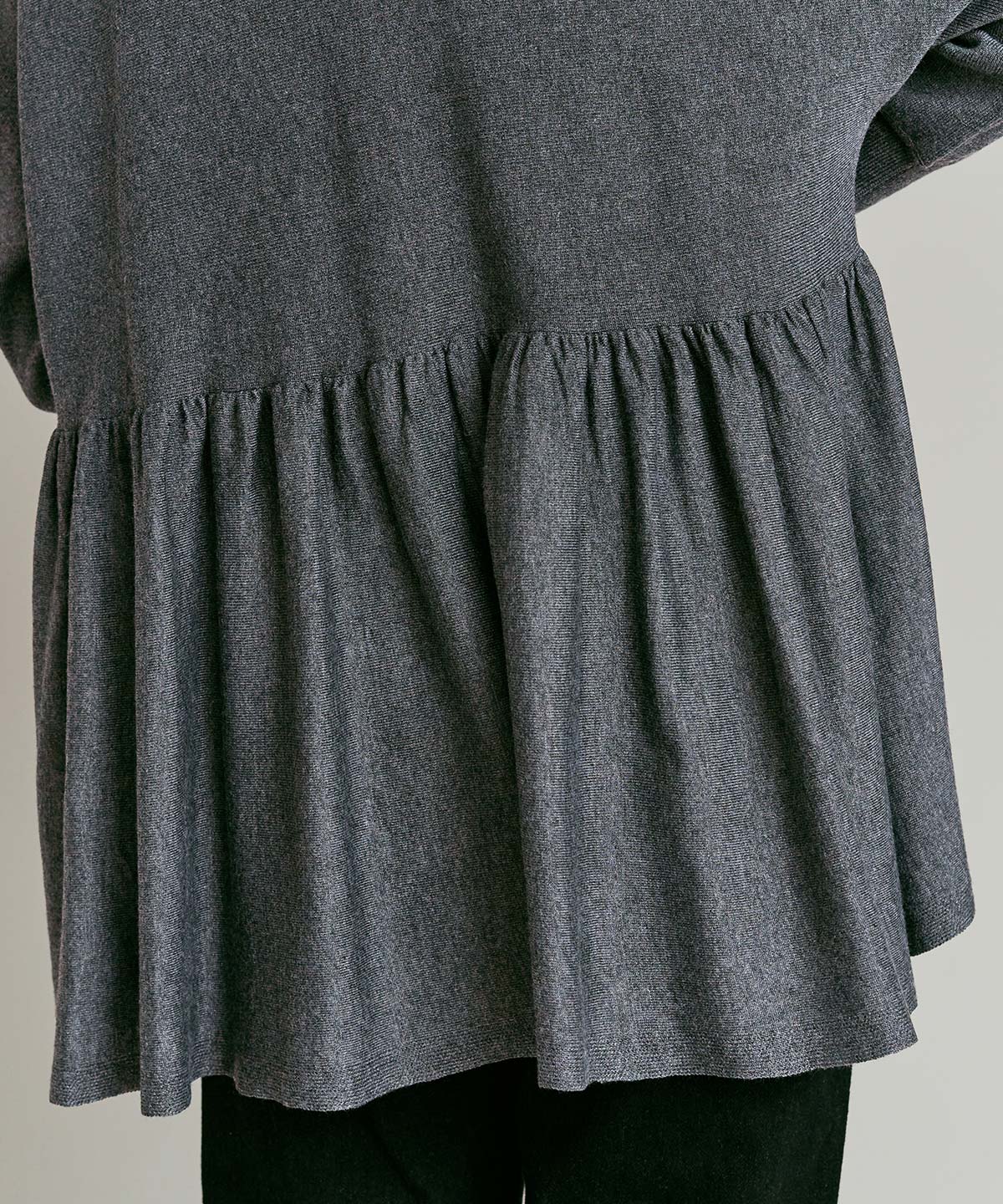 【予約販売】ウールミックスライトニットペプラムトップス 全4色