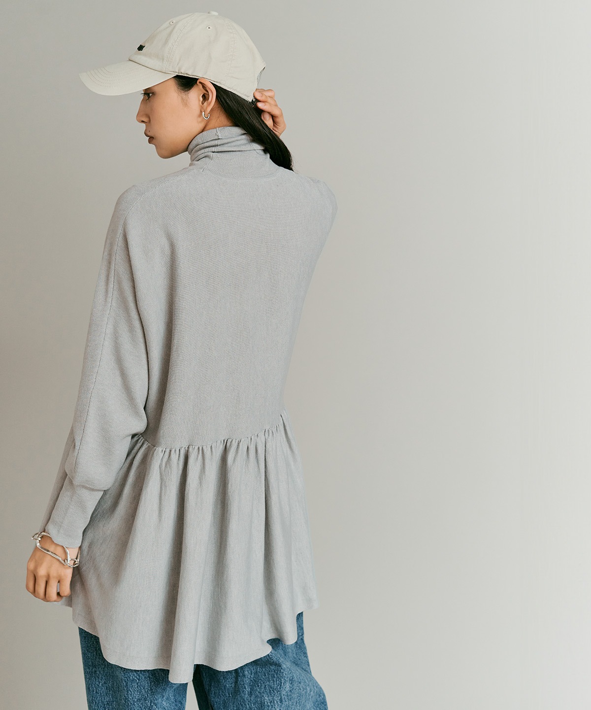 【予約販売】ウールミックスライトニットペプラムトップス 全4色