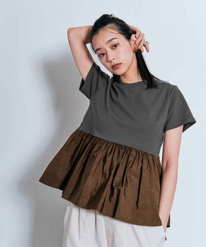 切り替え配色ペプラムTシャツ 全4色 2サイズ 【SALE】 | SALE | W:Huku