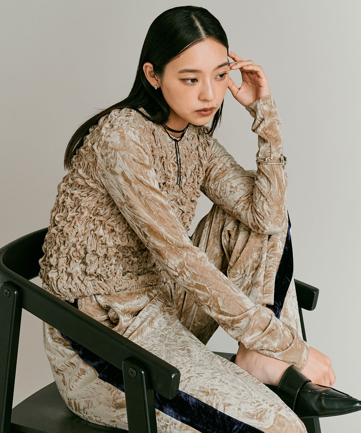 【予約販売】クラッシュベロアシャーリングトップス 全5色