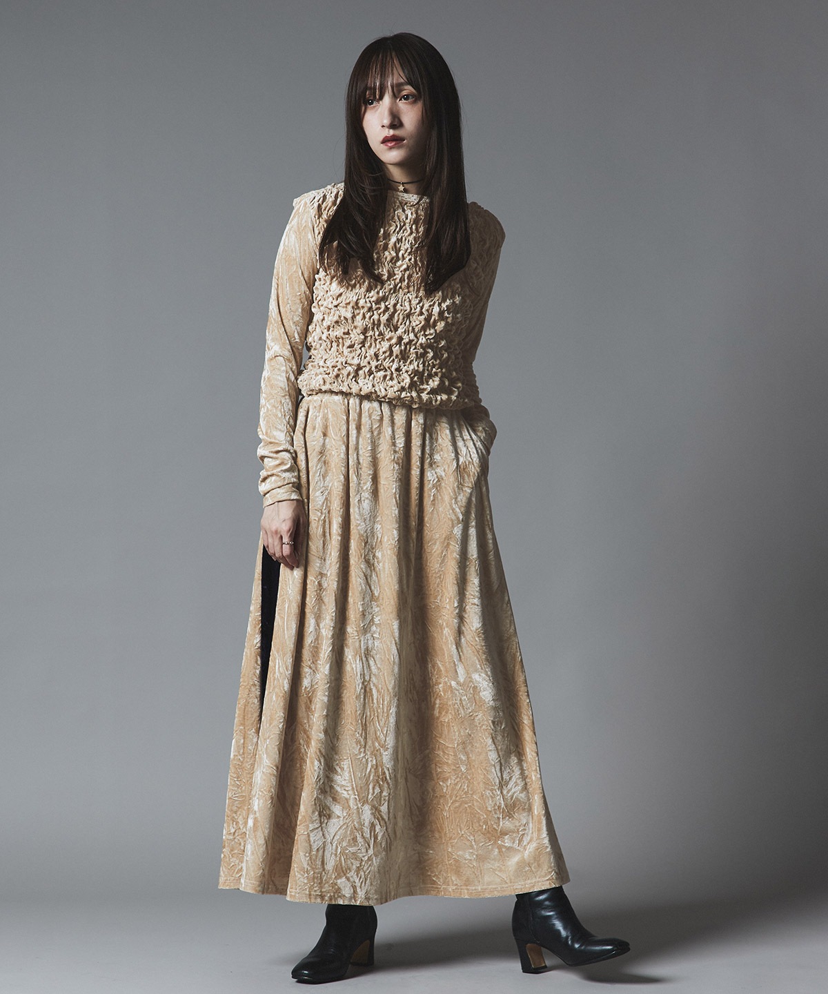 【予約販売】クラッシュベロアシャーリングトップス 全5色