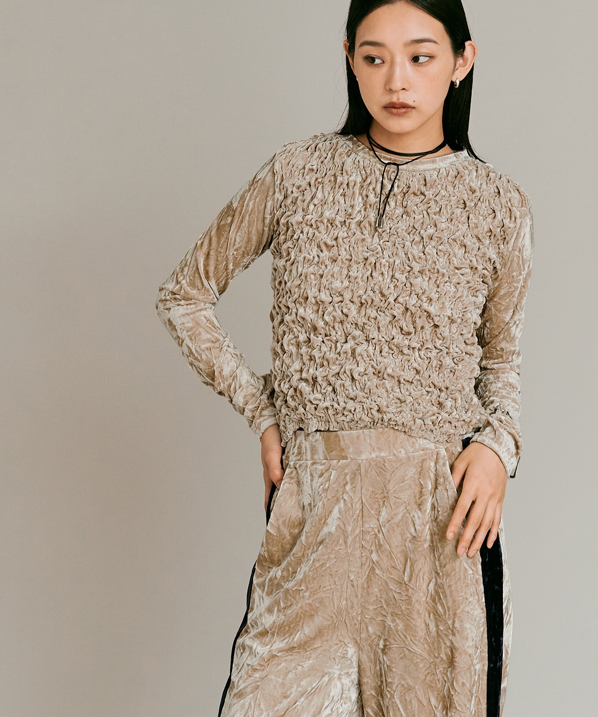 【予約販売】クラッシュベロアシャーリングトップス 全5色