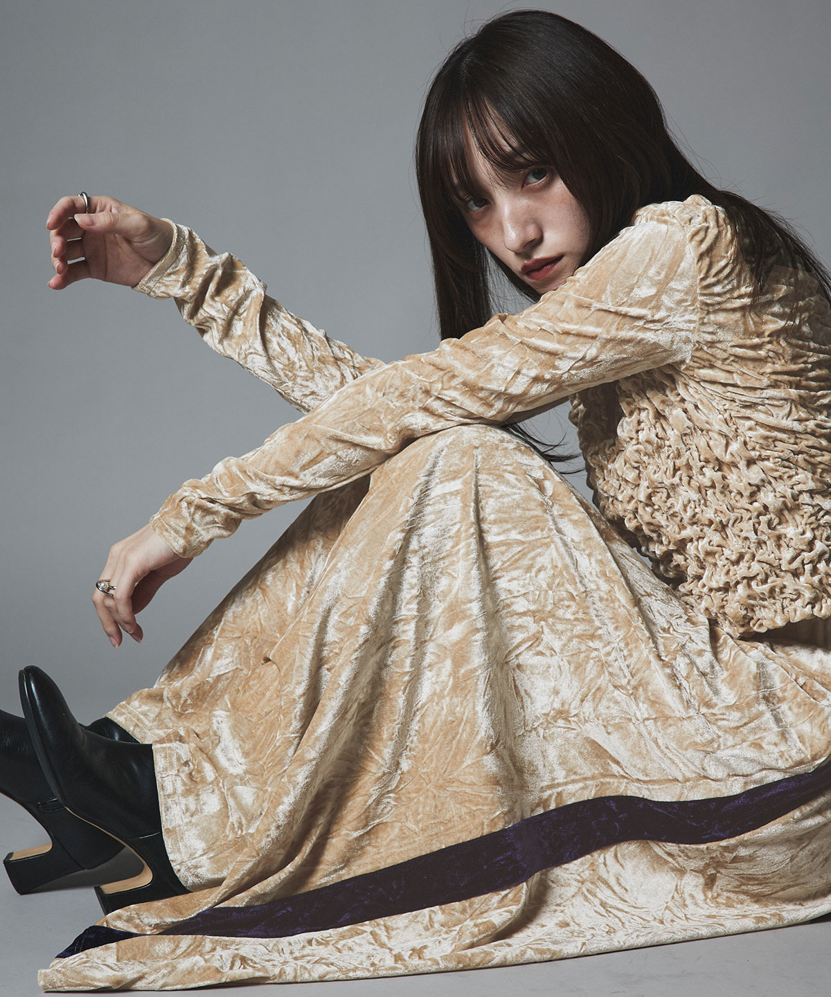 【予約販売】クラッシュベロアシャーリングトップス 全5色