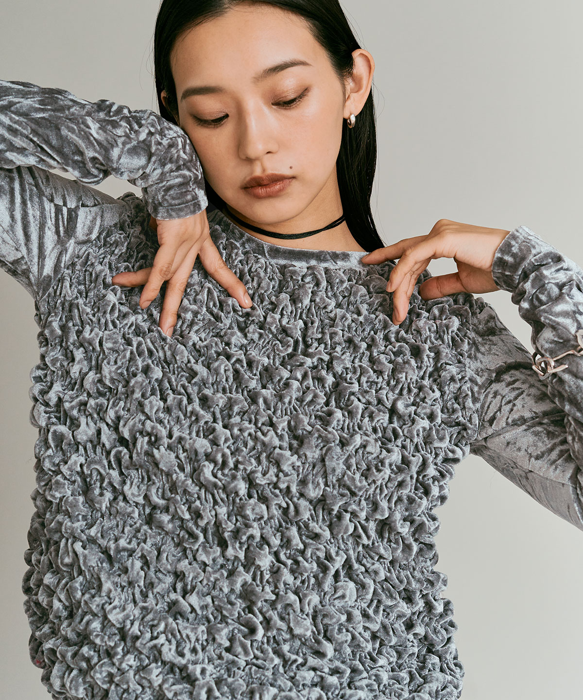 【予約販売】クラッシュベロアシャーリングトップス 全5色