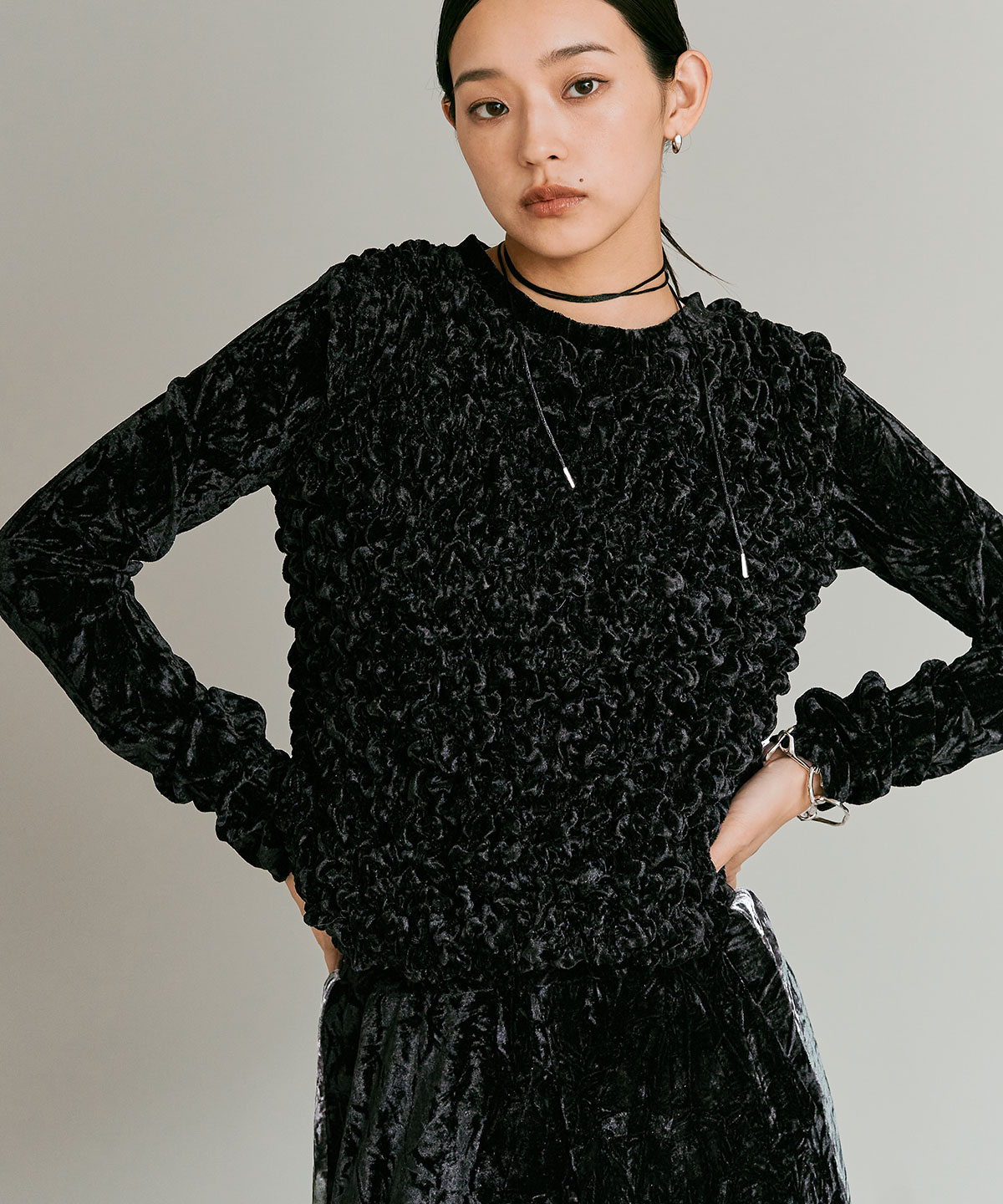 【予約販売】クラッシュベロアシャーリングトップス 全5色