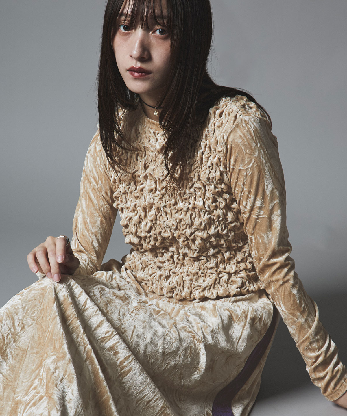 【予約販売】クラッシュベロアシャーリングトップス 全5色