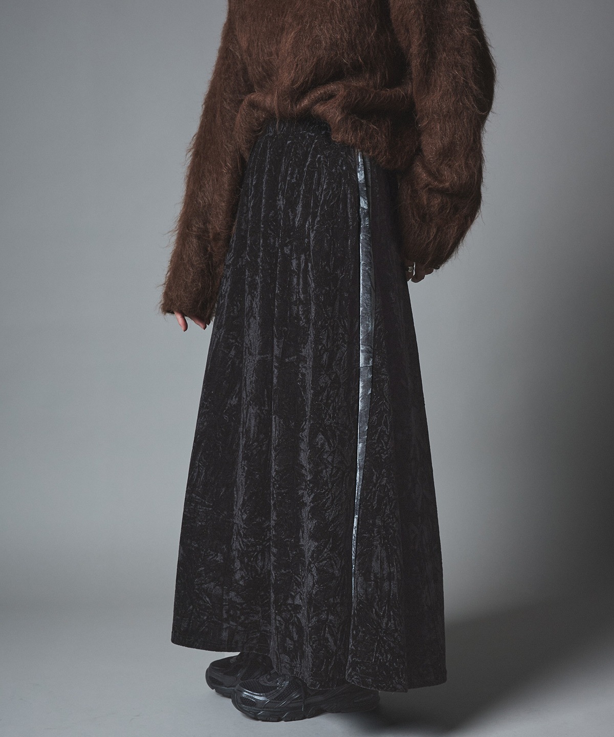 【予約販売】クラッシュベロアサイドラインスカート 全4色