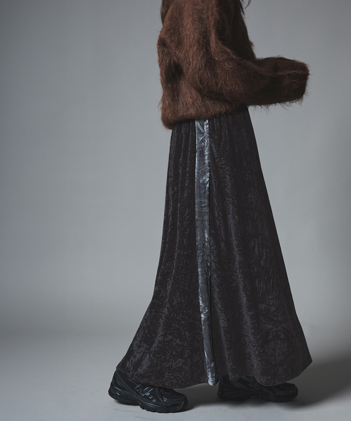 【予約販売】クラッシュベロアサイドラインスカート 全4色