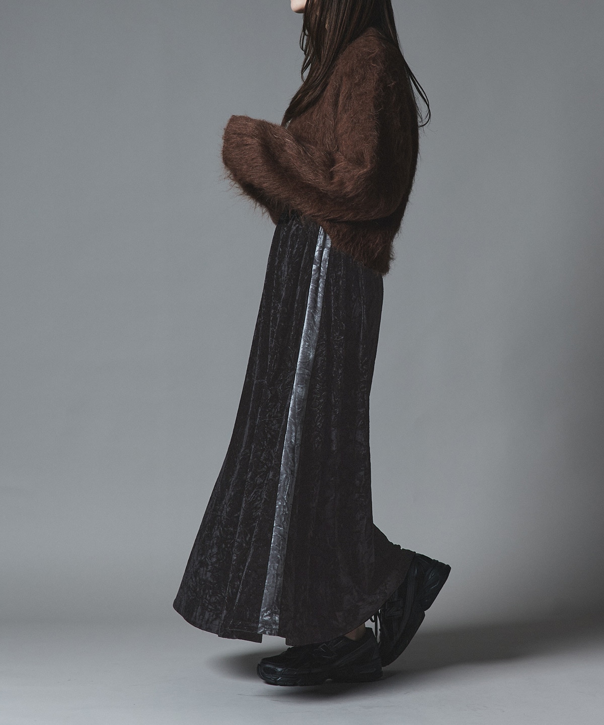 【予約販売】クラッシュベロアサイドラインスカート 全4色