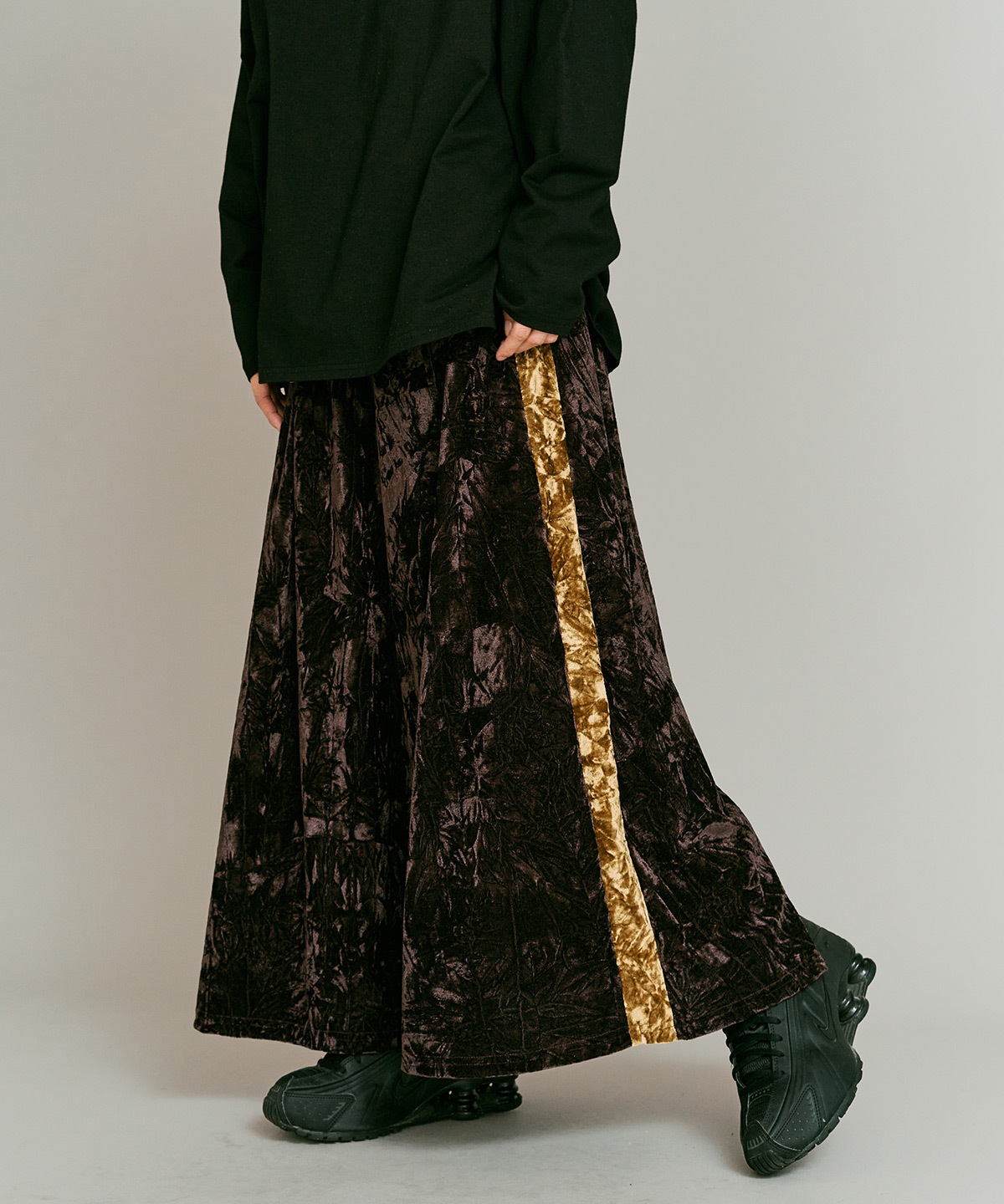 【予約販売】クラッシュベロアサイドラインスカート 全4色