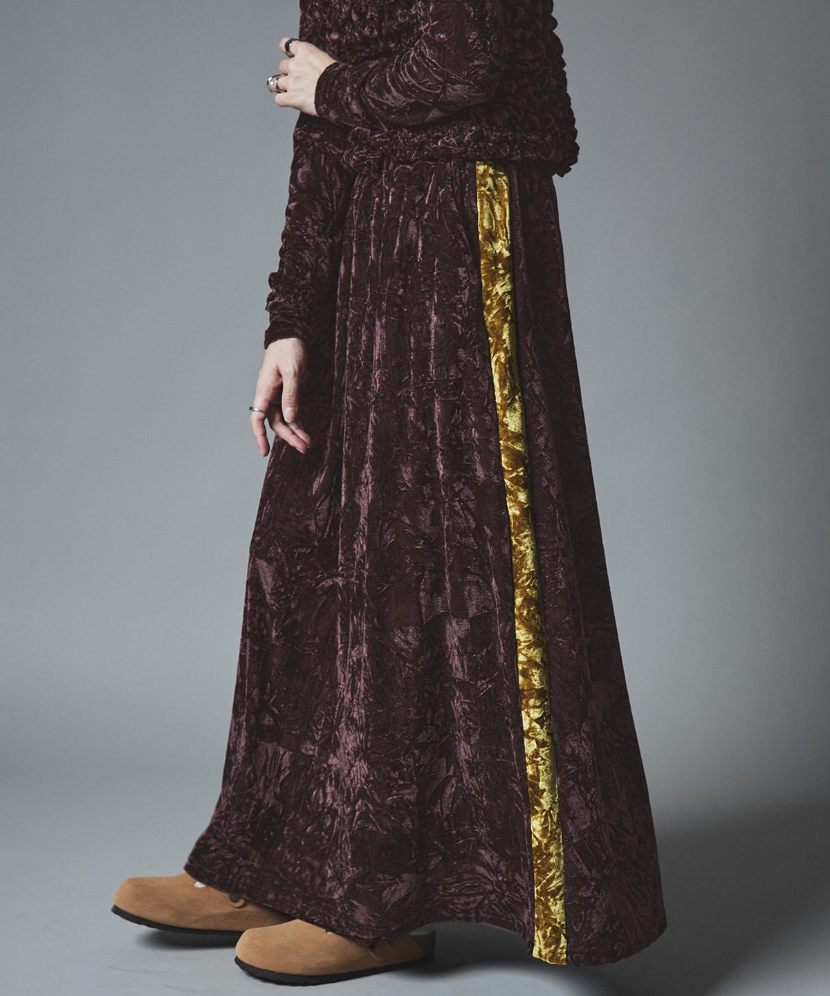 【予約販売】クラッシュベロアサイドラインスカート 全4色