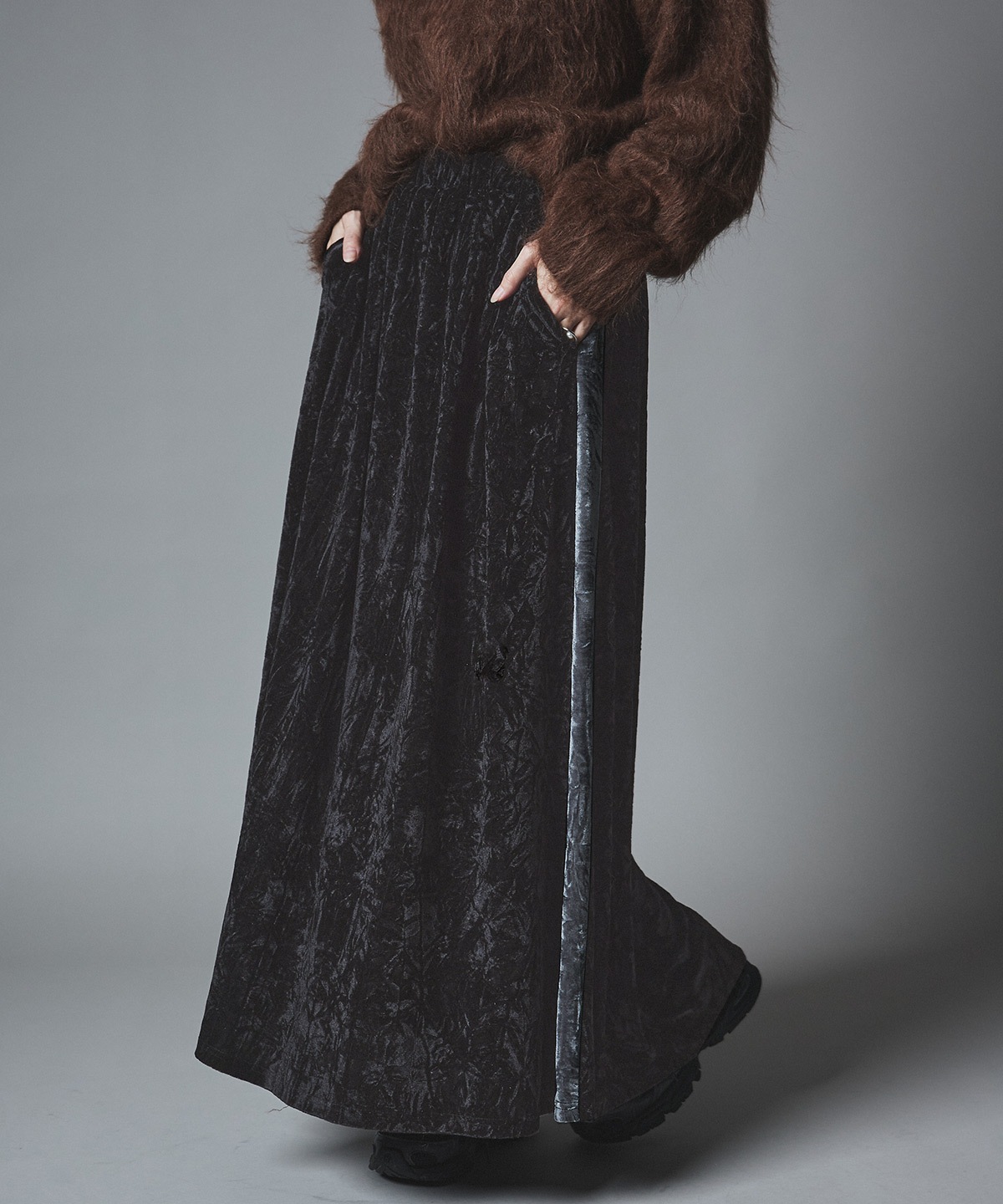 【予約販売】クラッシュベロアサイドラインスカート 全4色