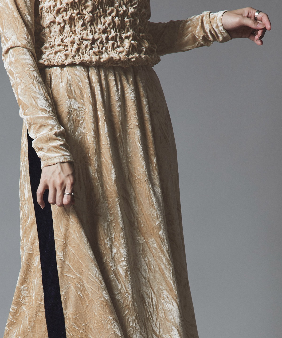 【予約販売】クラッシュベロアサイドラインスカート 全4色