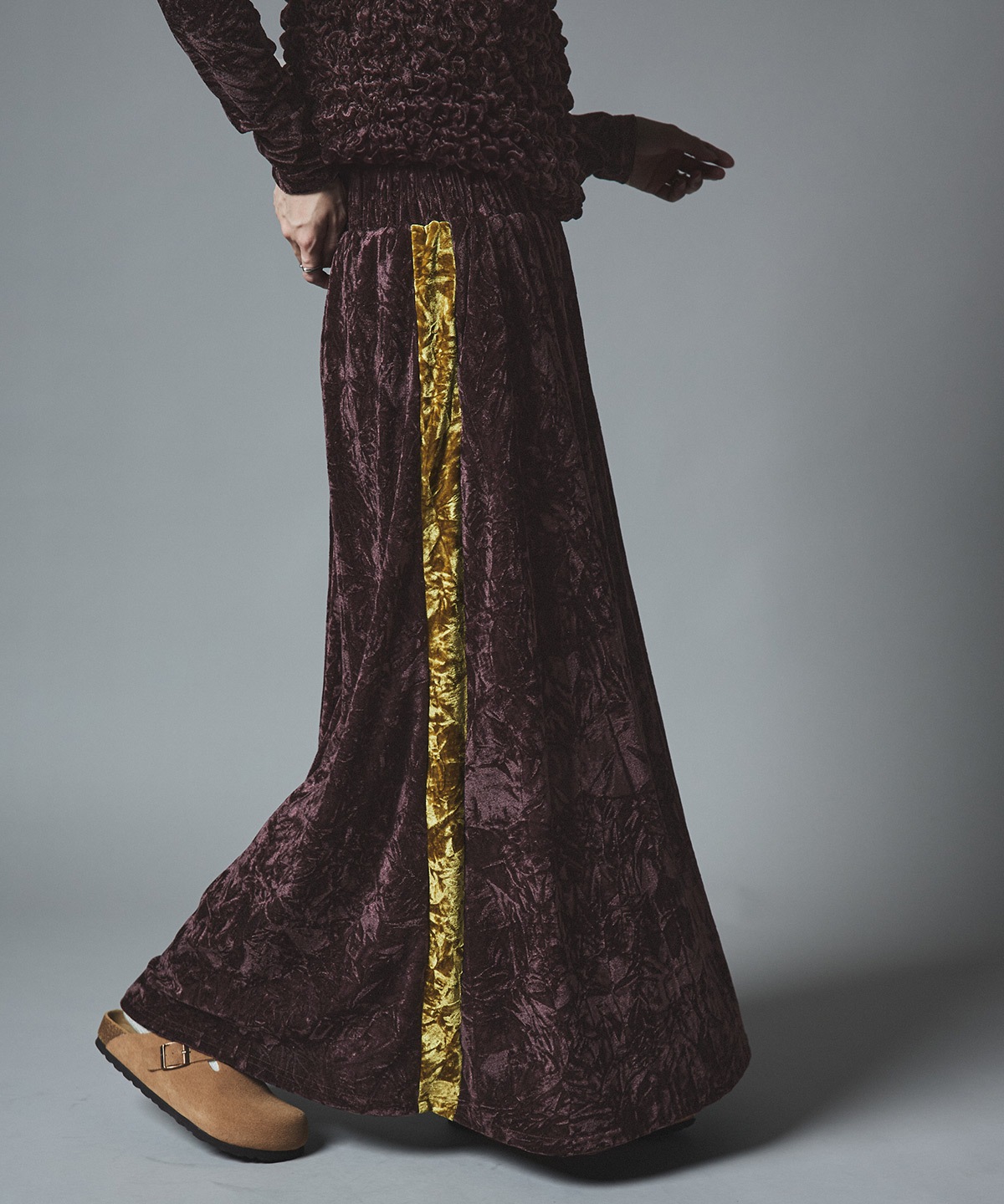 【予約販売】クラッシュベロアサイドラインスカート 全4色