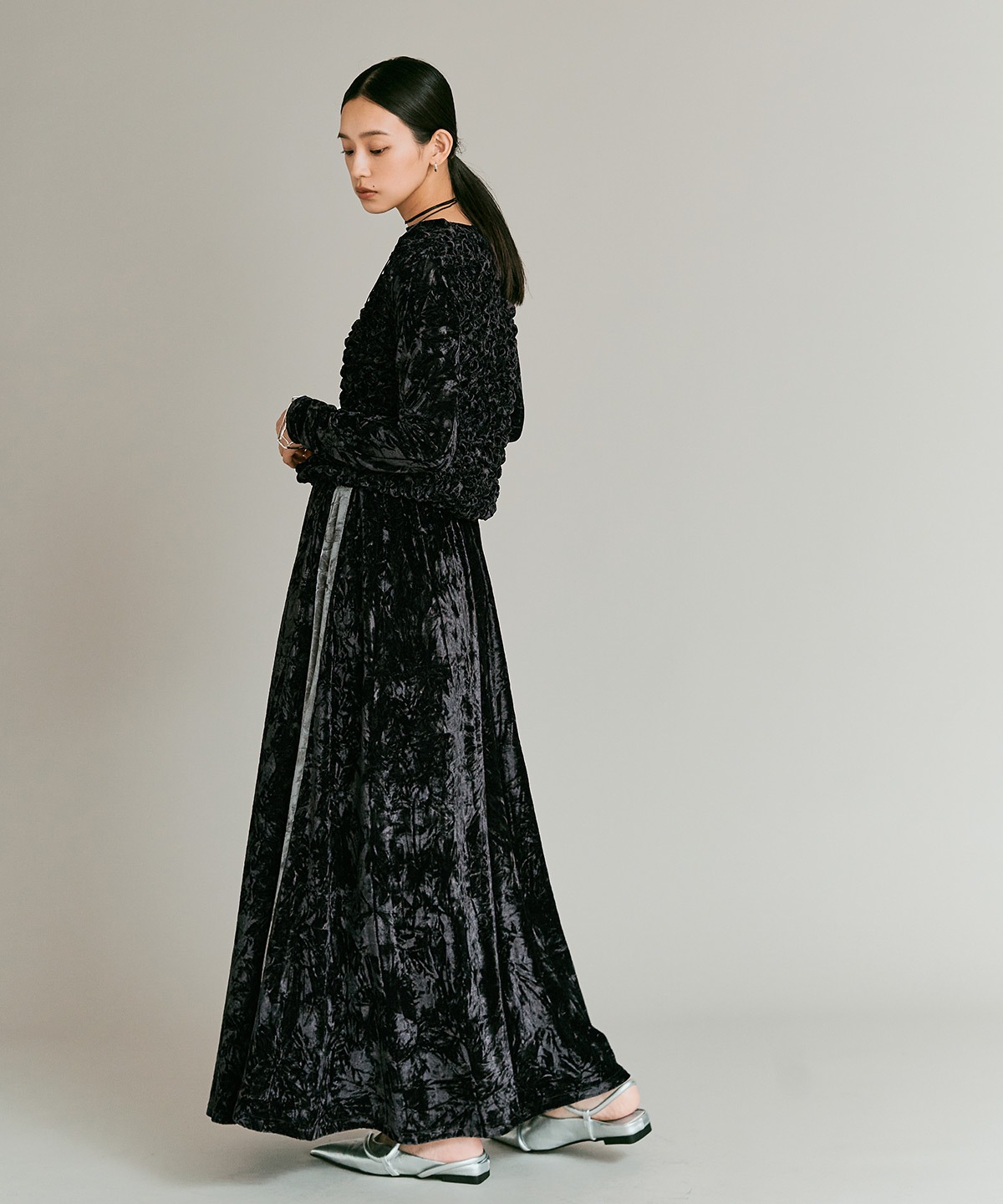 【予約販売】クラッシュベロアサイドラインスカート 全4色