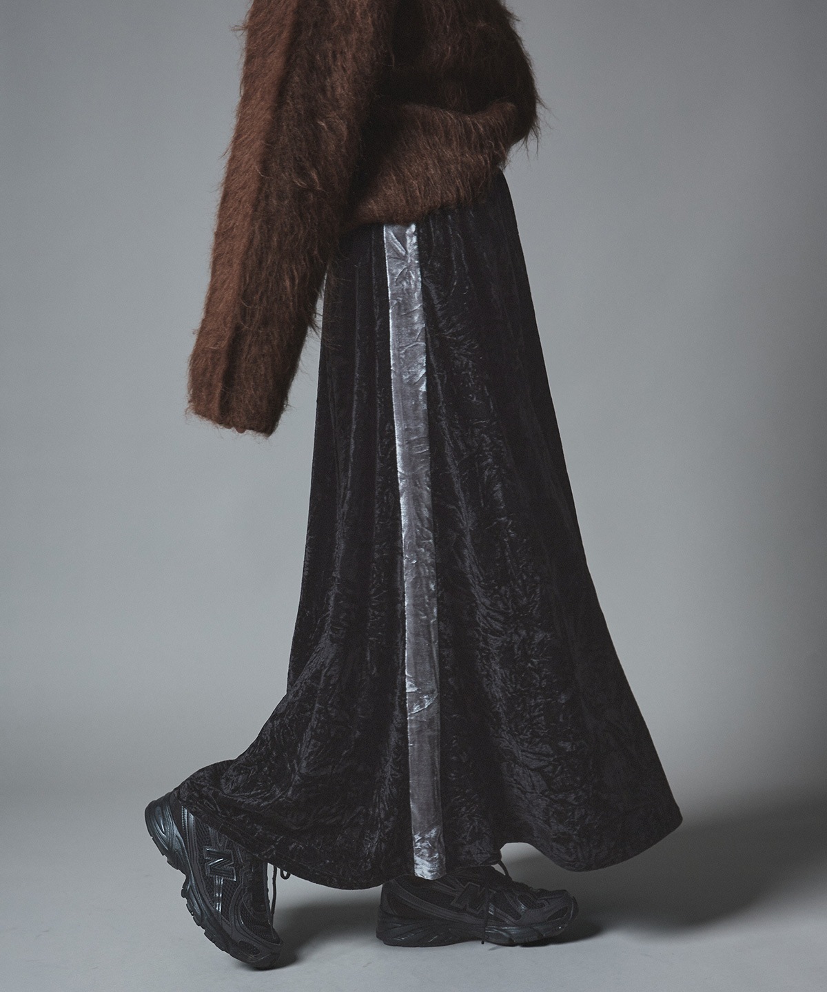 【予約販売】クラッシュベロアサイドラインスカート 全4色