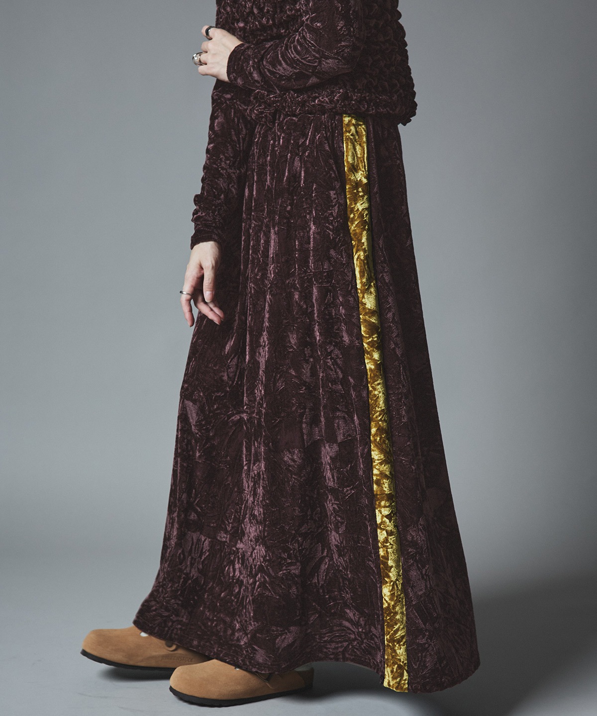 【予約販売】クラッシュベロアサイドラインスカート 全4色