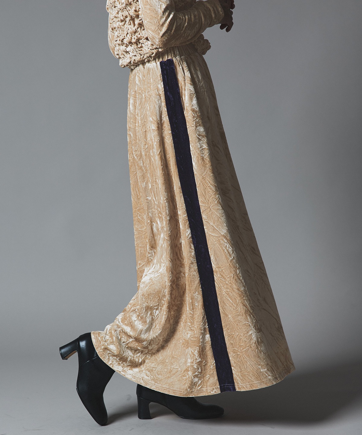 【予約販売】クラッシュベロアサイドラインスカート 全4色