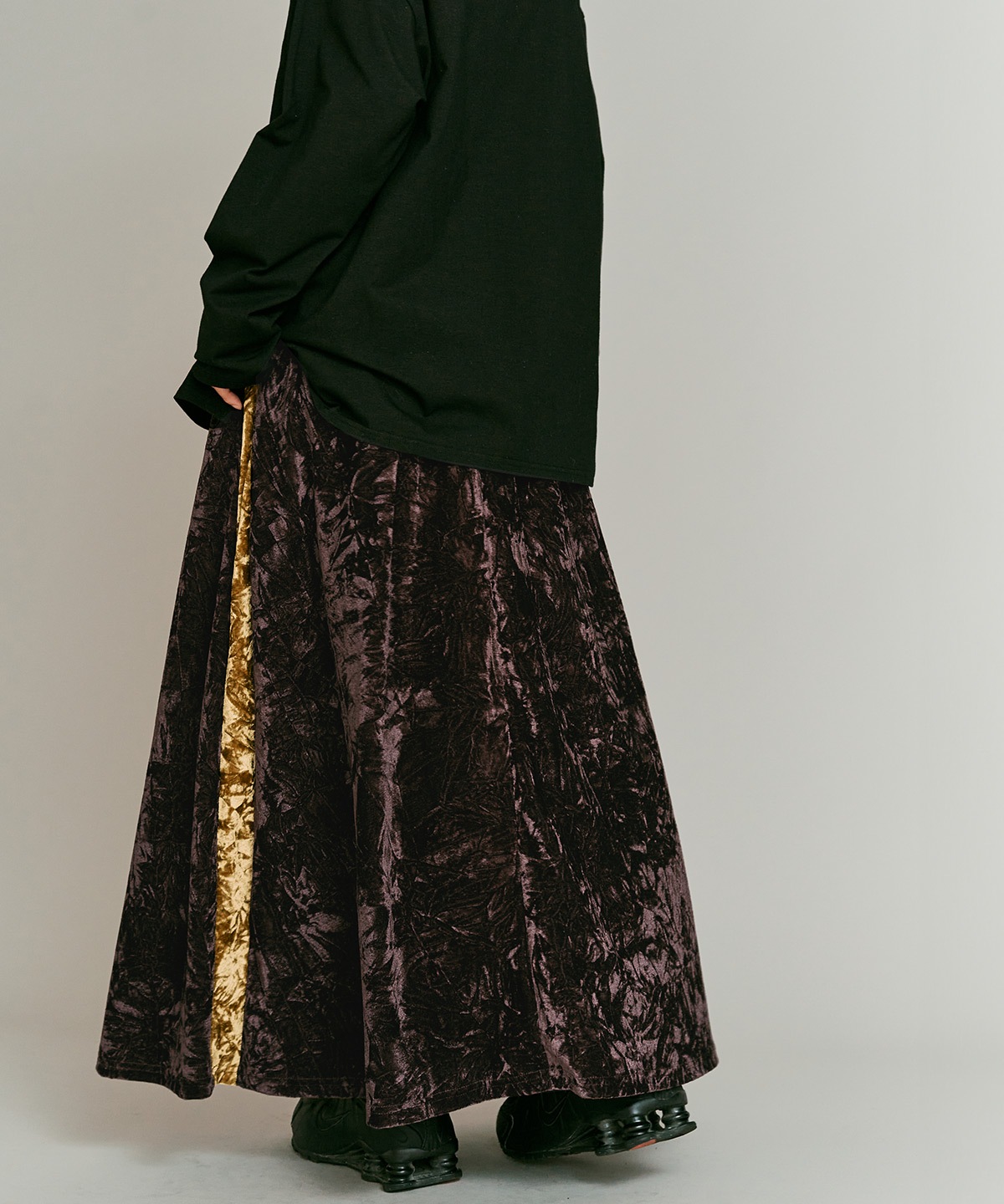 【予約販売】クラッシュベロアサイドラインスカート 全4色