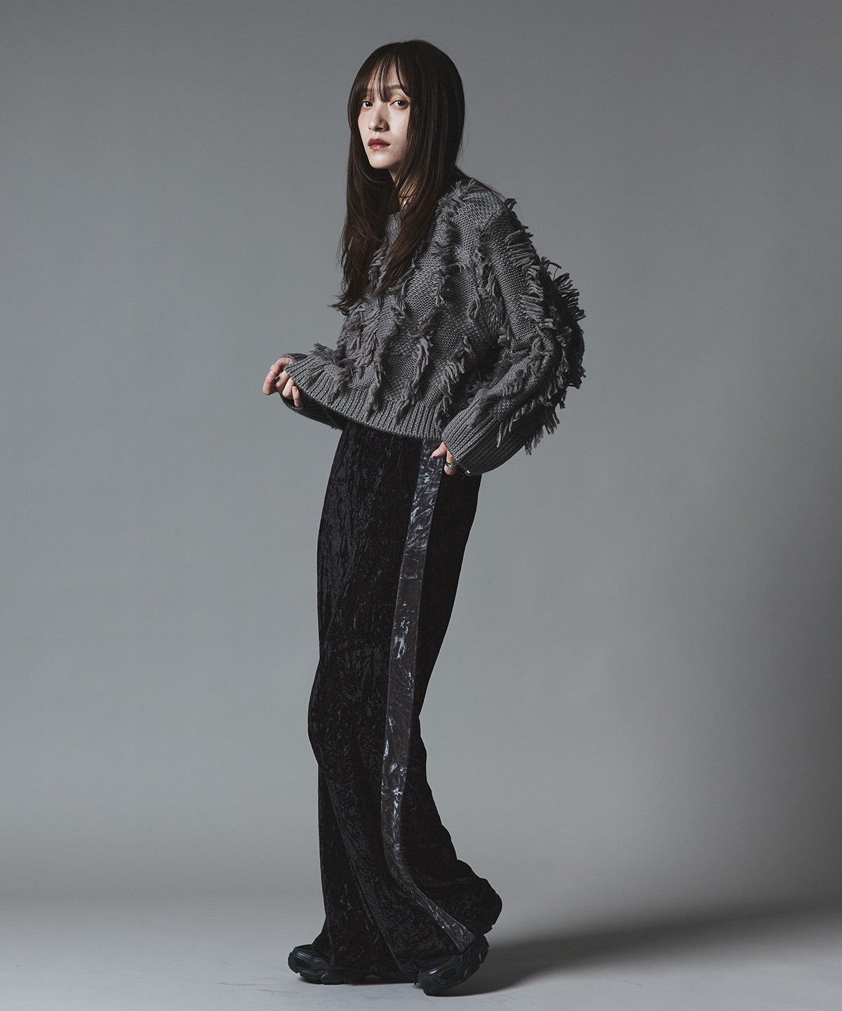 クラッシュベロアサイドラインパンツ 全4色