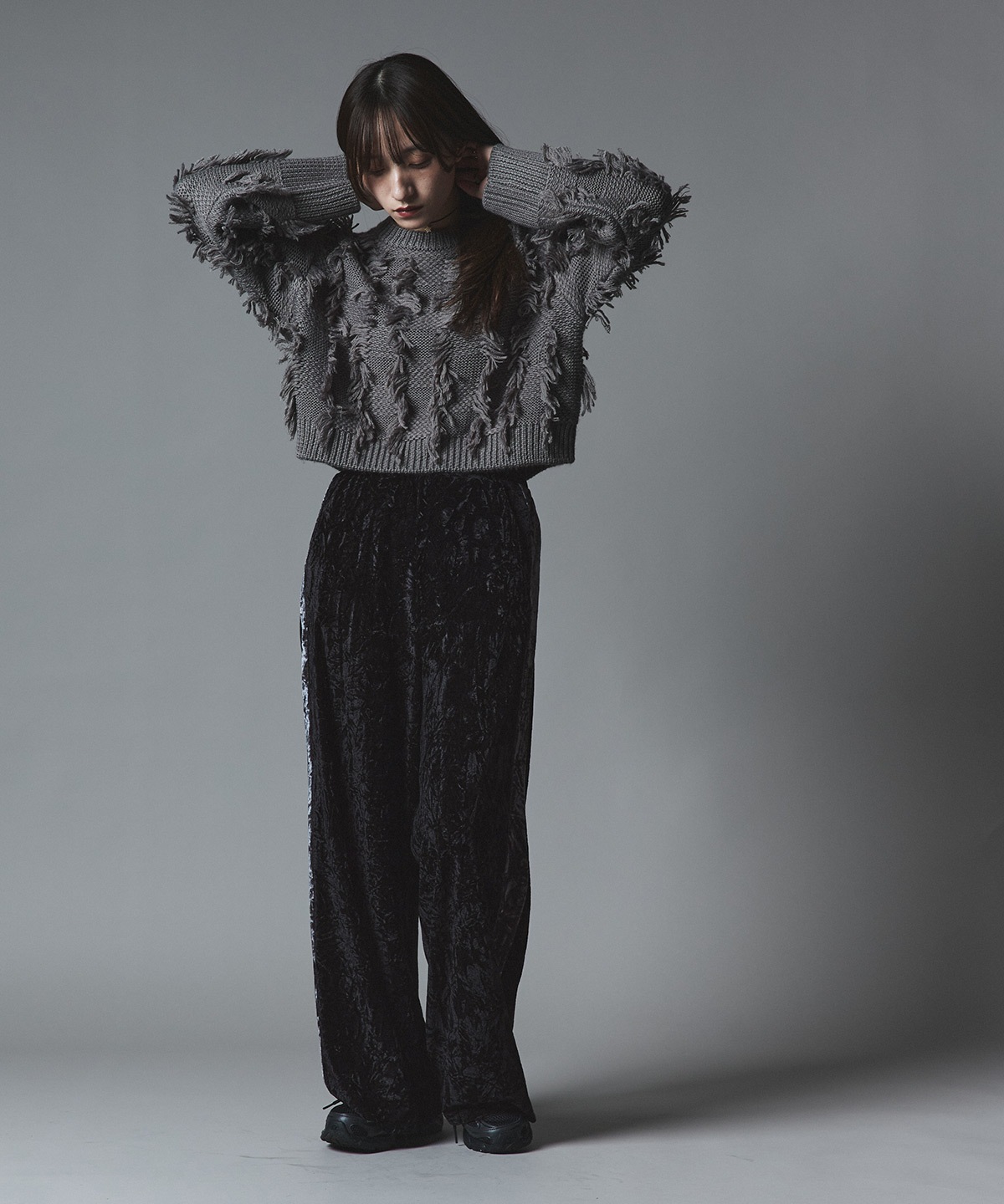 クラッシュベロアサイドラインパンツ 全4色