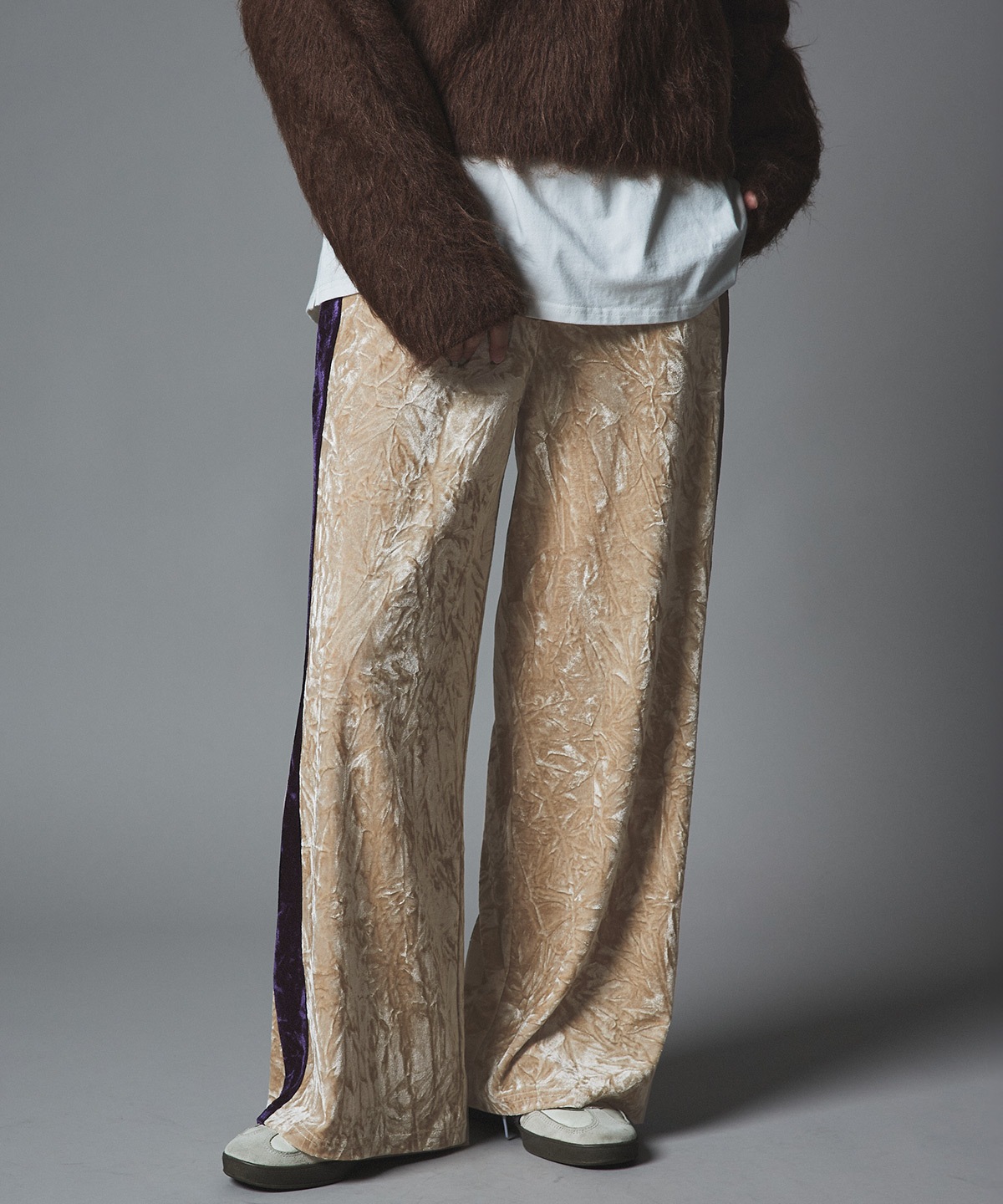 クラッシュベロアサイドラインパンツ 全4色