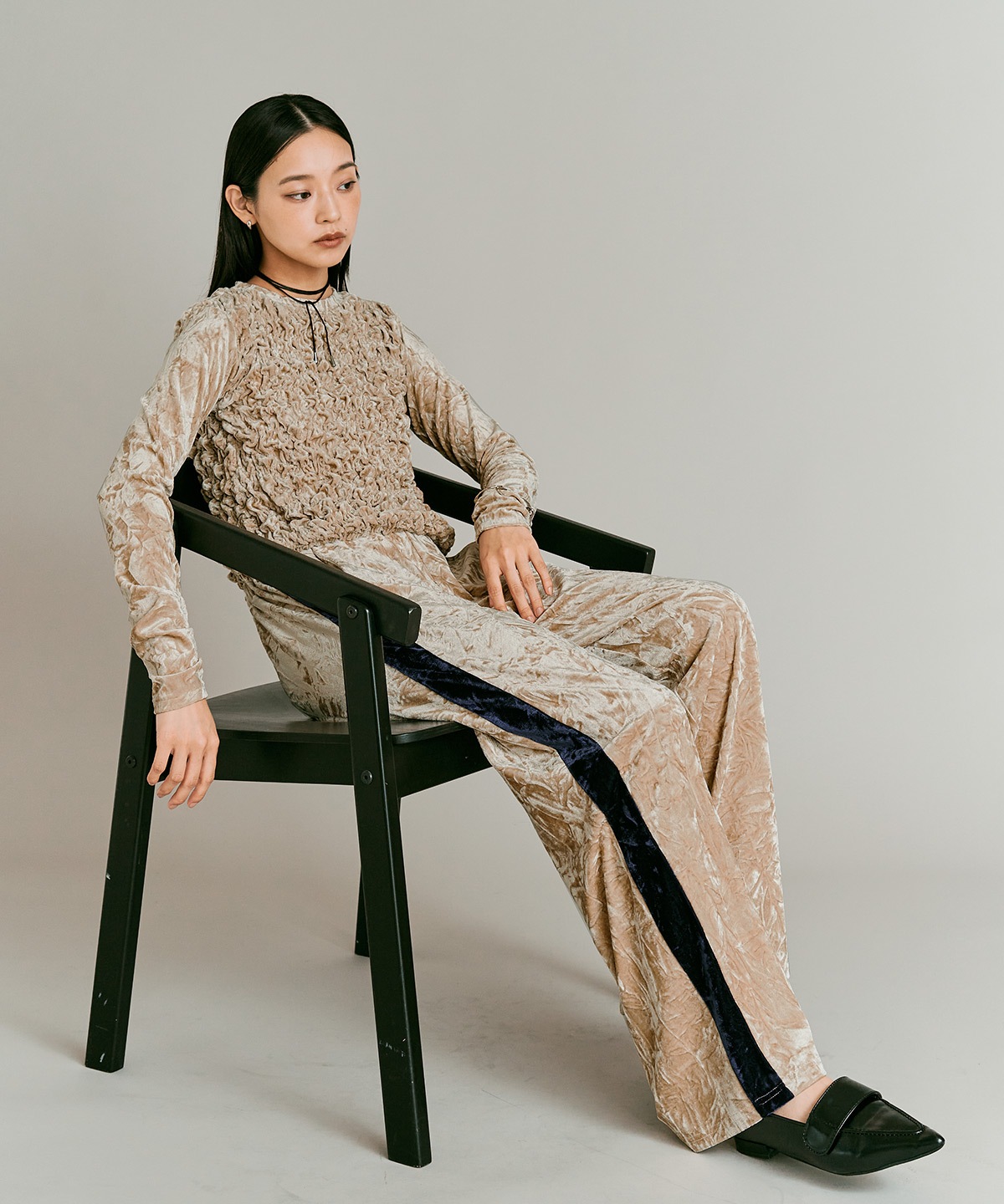 クラッシュベロアサイドラインパンツ 全4色