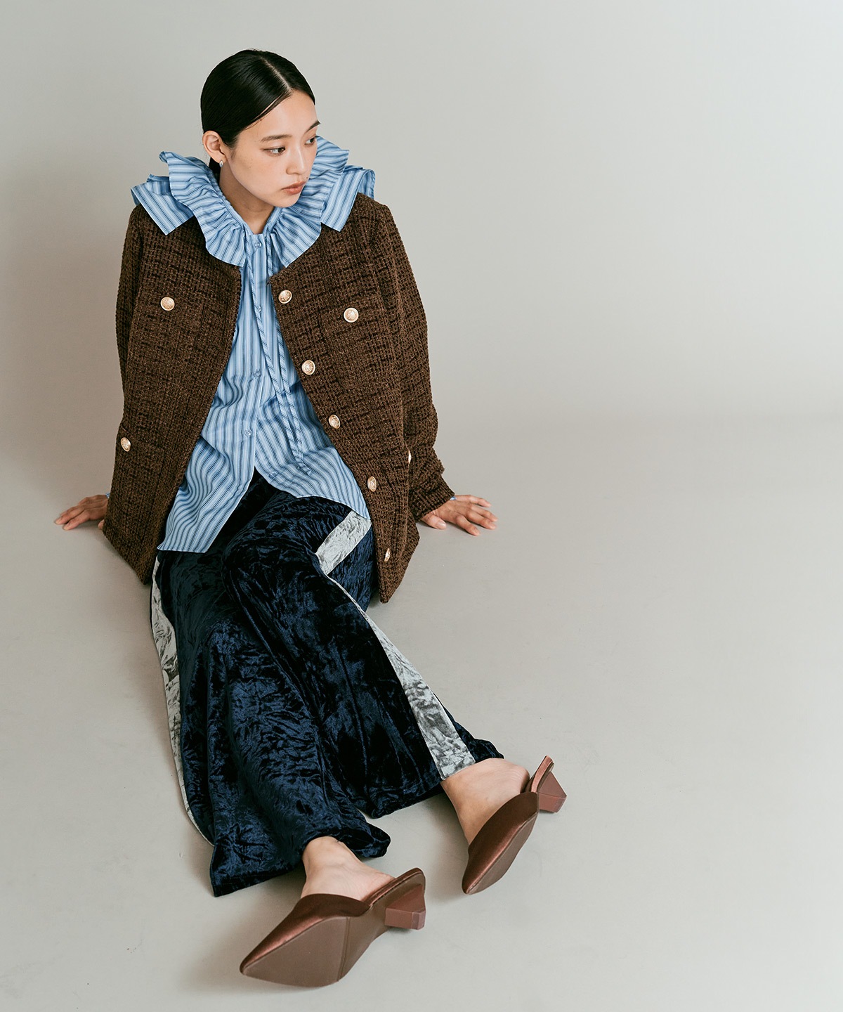 クラッシュベロアサイドラインパンツ 全4色