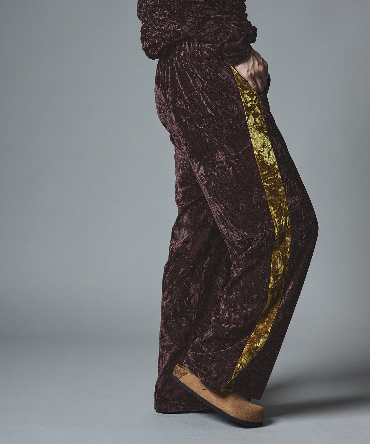 クラッシュベロアサイドラインパンツ 全4色