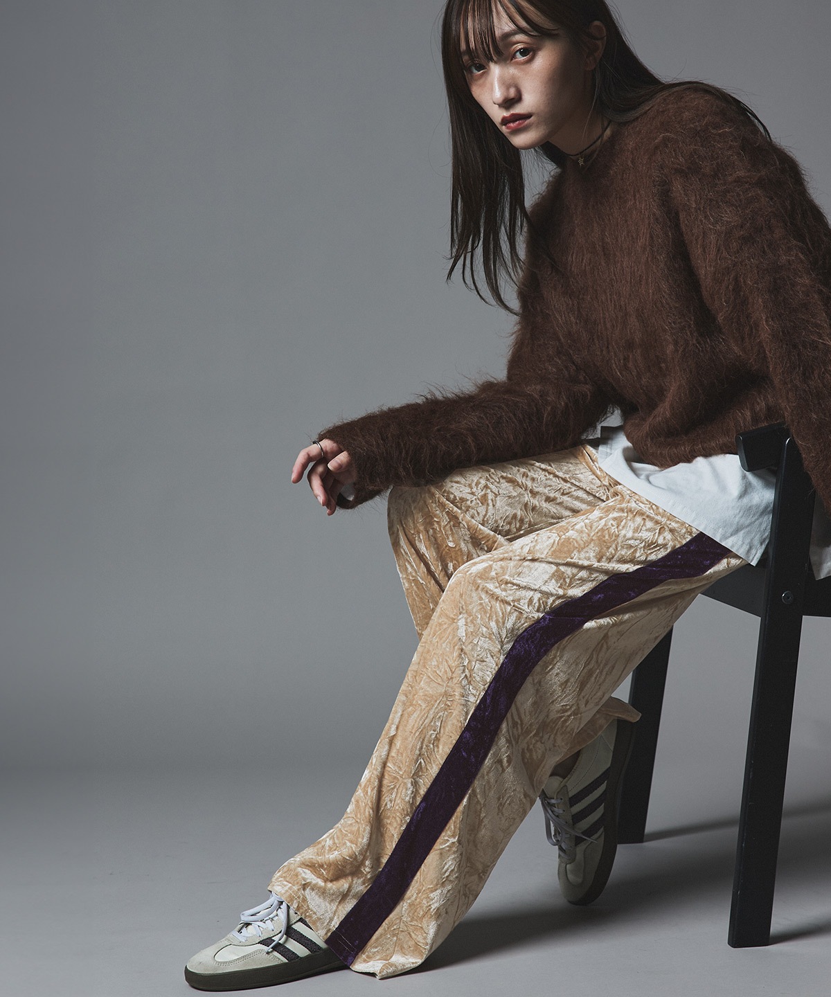 クラッシュベロアサイドラインパンツ 全4色