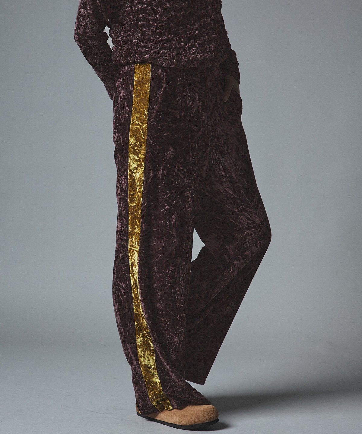 クラッシュベロアサイドラインパンツ 全4色