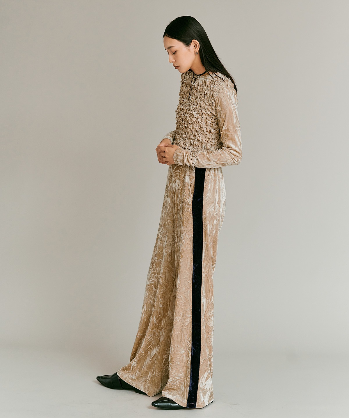 クラッシュベロアサイドラインパンツ 全4色