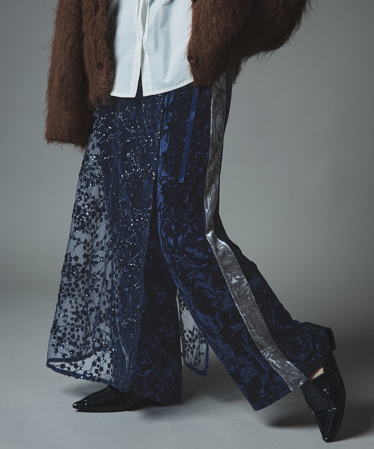 クラッシュベロアサイドラインパンツ 全4色