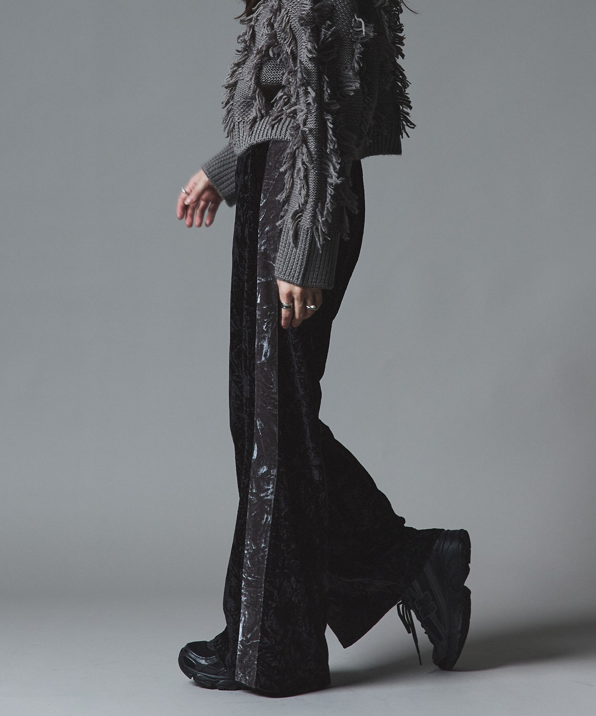 クラッシュベロアサイドラインパンツ 全4色