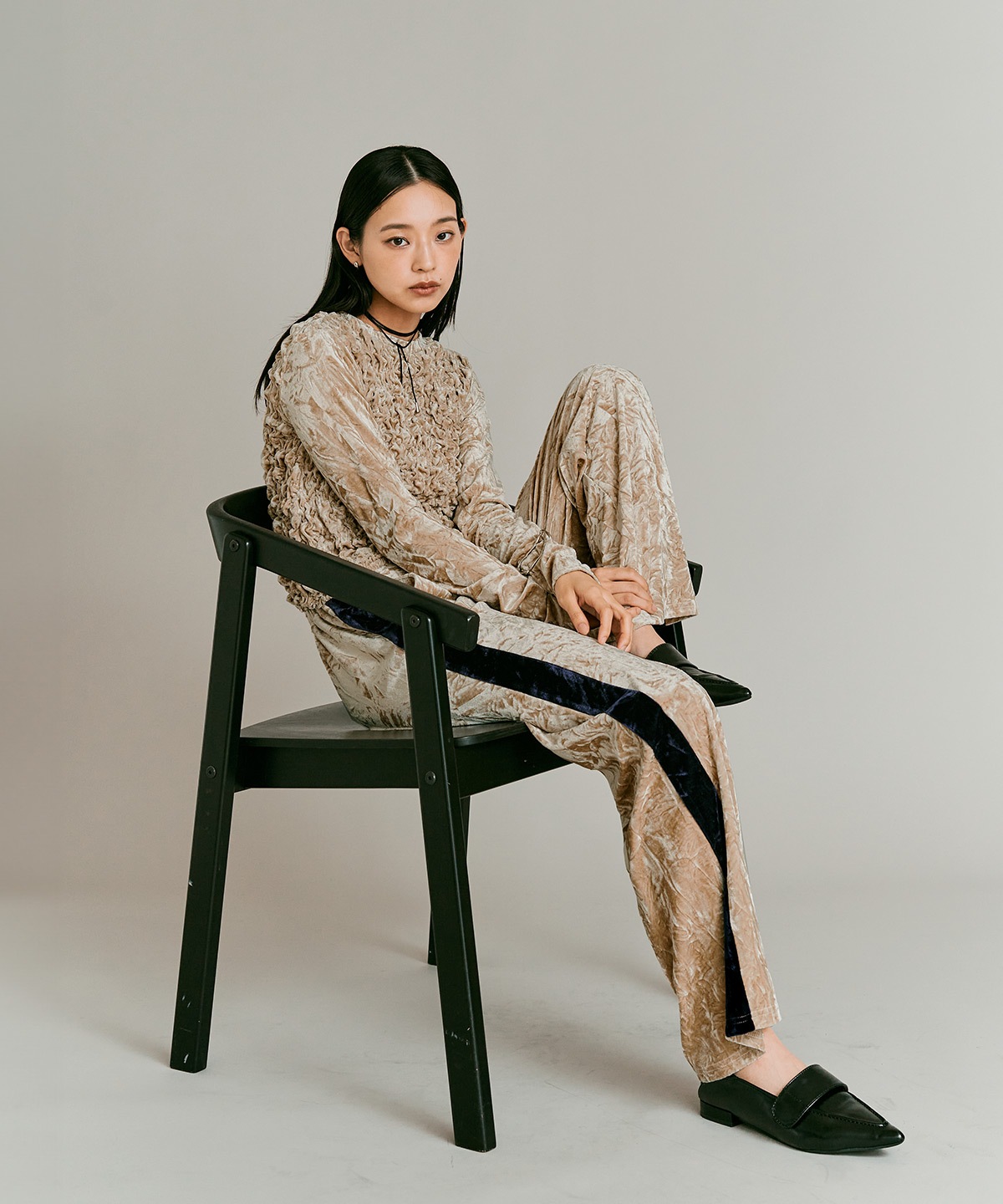 クラッシュベロアサイドラインパンツ 全4色