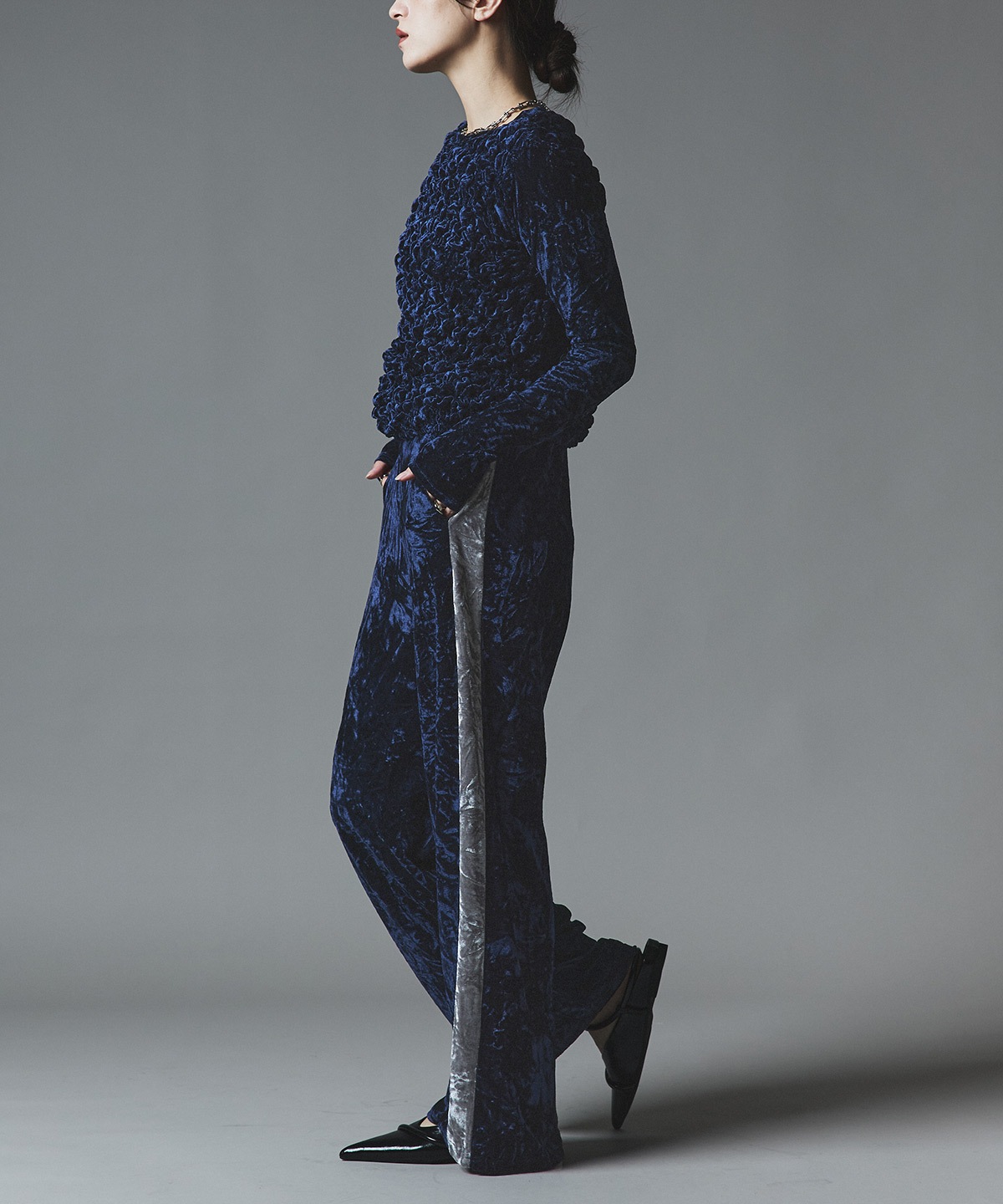 クラッシュベロアサイドラインパンツ 全4色