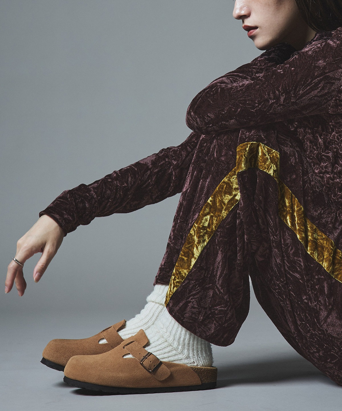 クラッシュベロアサイドラインパンツ 全4色