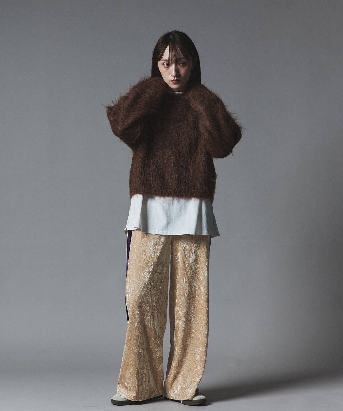 クラッシュベロアサイドラインパンツ 全4色