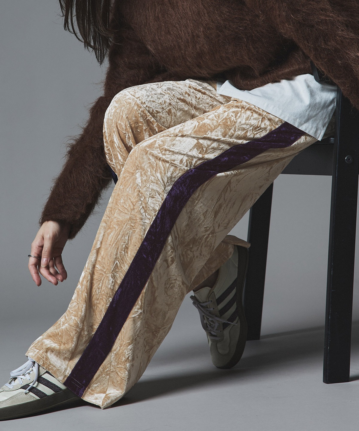 クラッシュベロアサイドラインパンツ 全4色