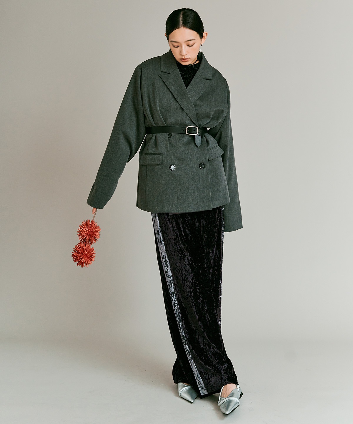 クラッシュベロアサイドラインパンツ 全4色