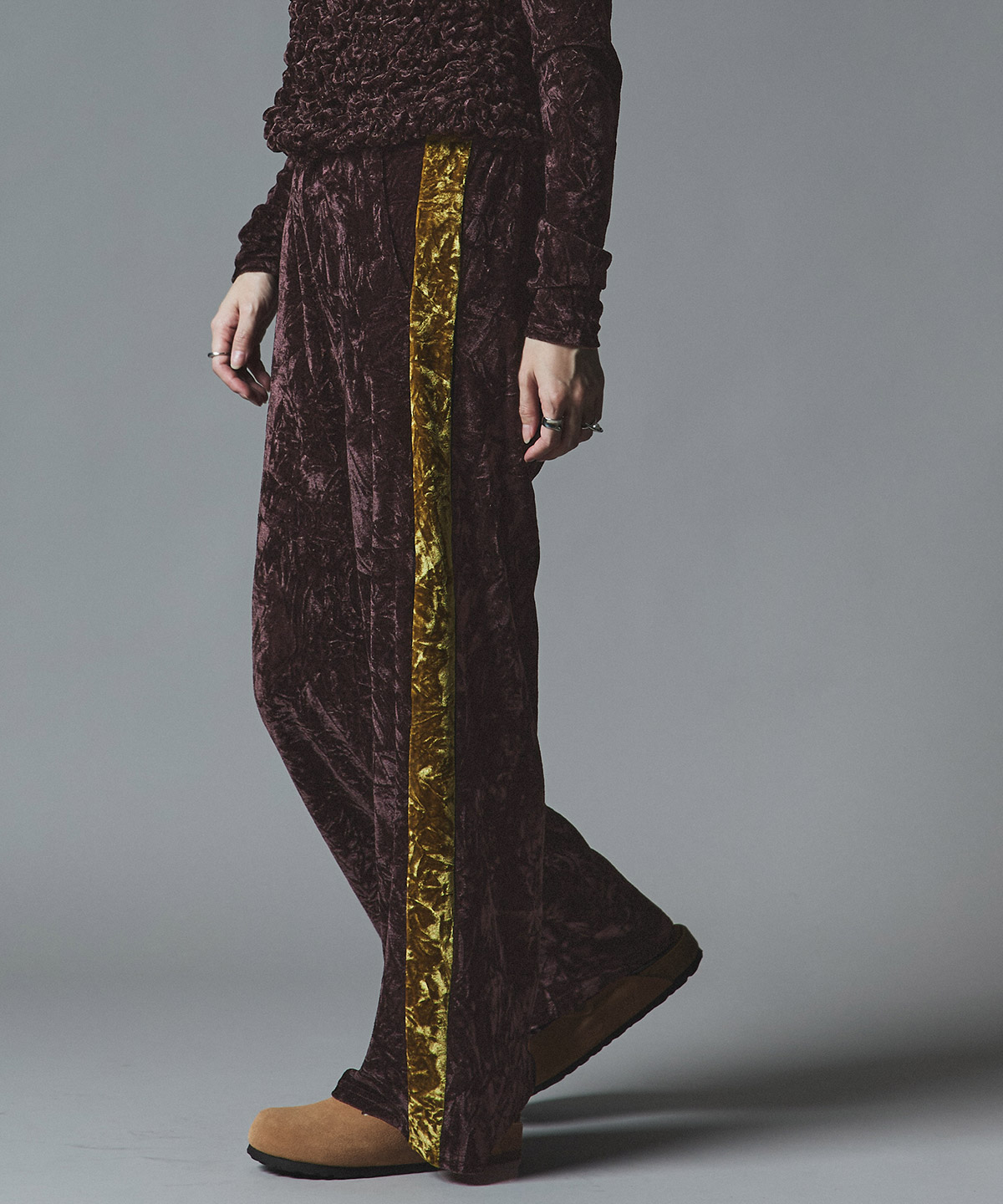 クラッシュベロアサイドラインパンツ 全4色