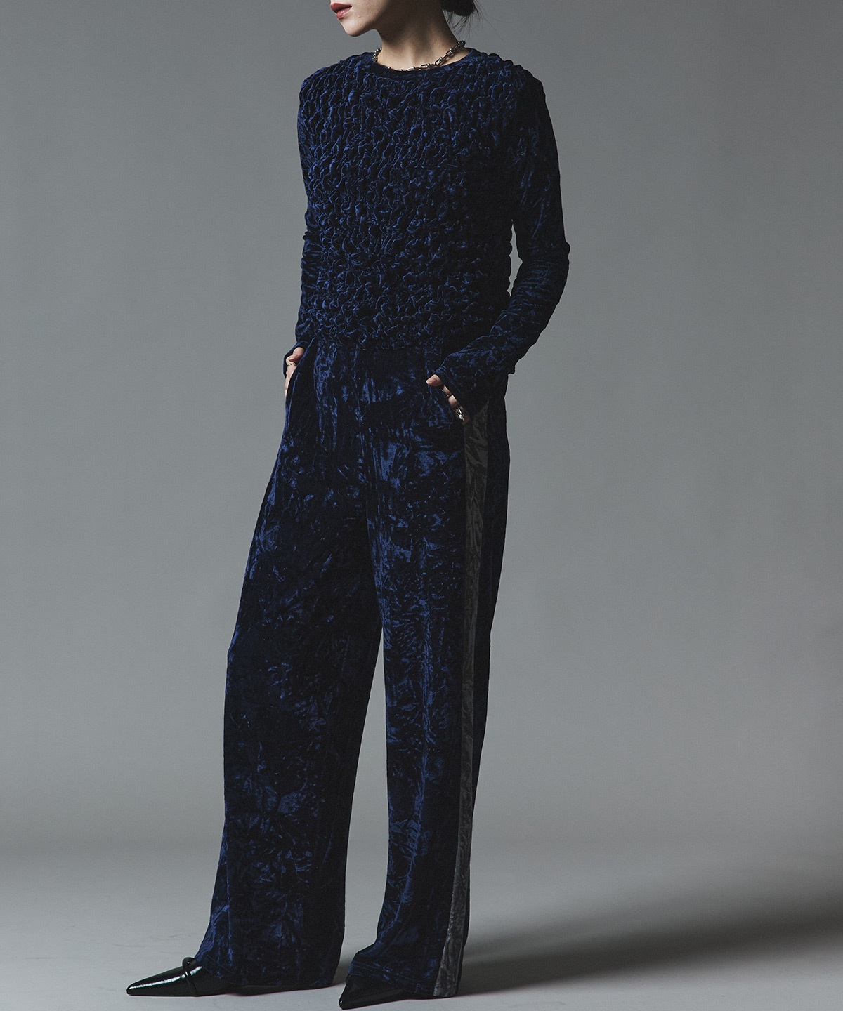 クラッシュベロアサイドラインパンツ 全4色