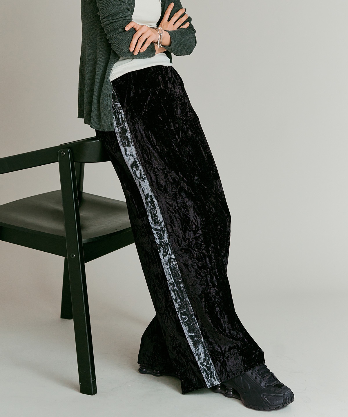 クラッシュベロアサイドラインパンツ 全4色