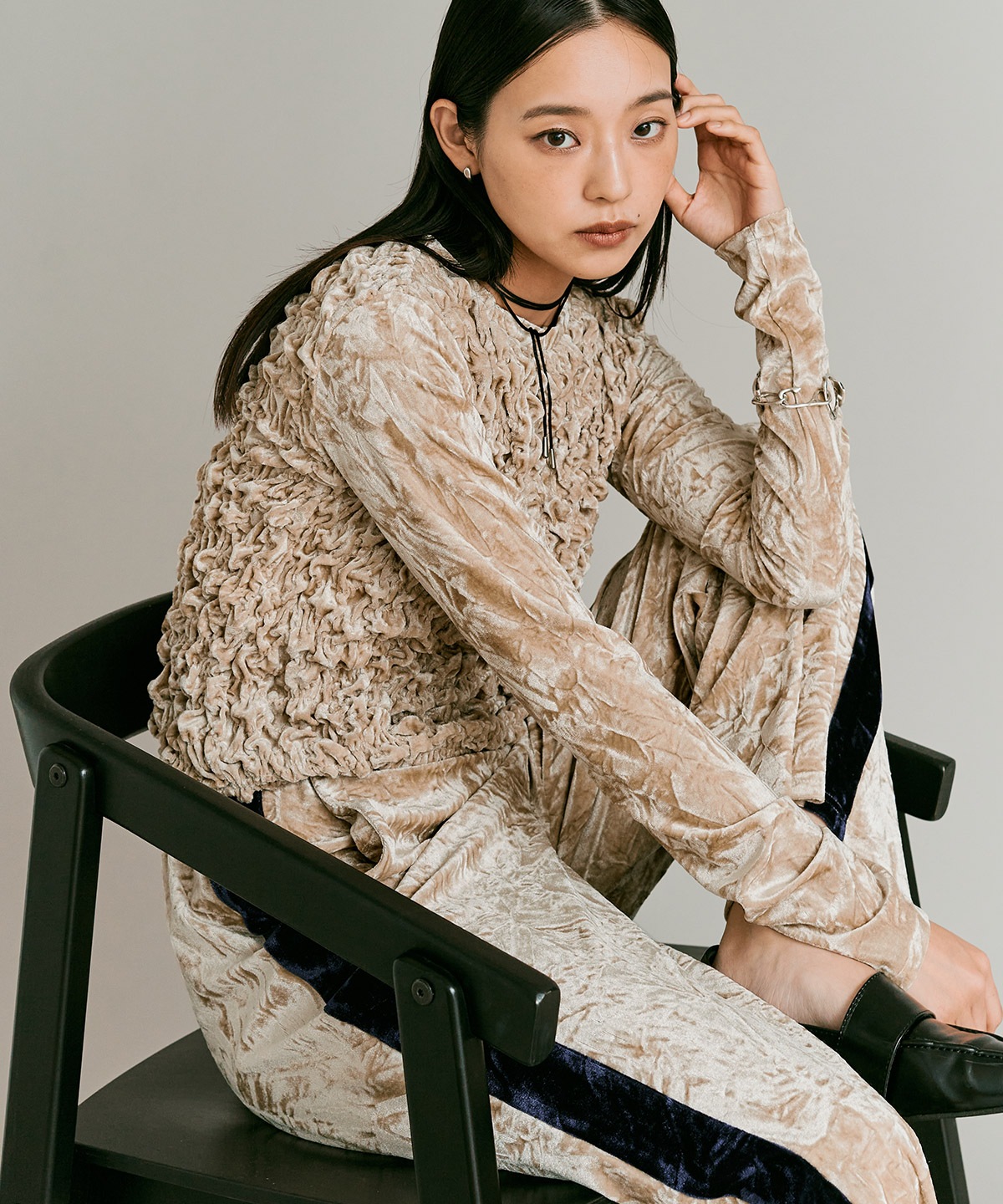 クラッシュベロアサイドラインパンツ 全4色