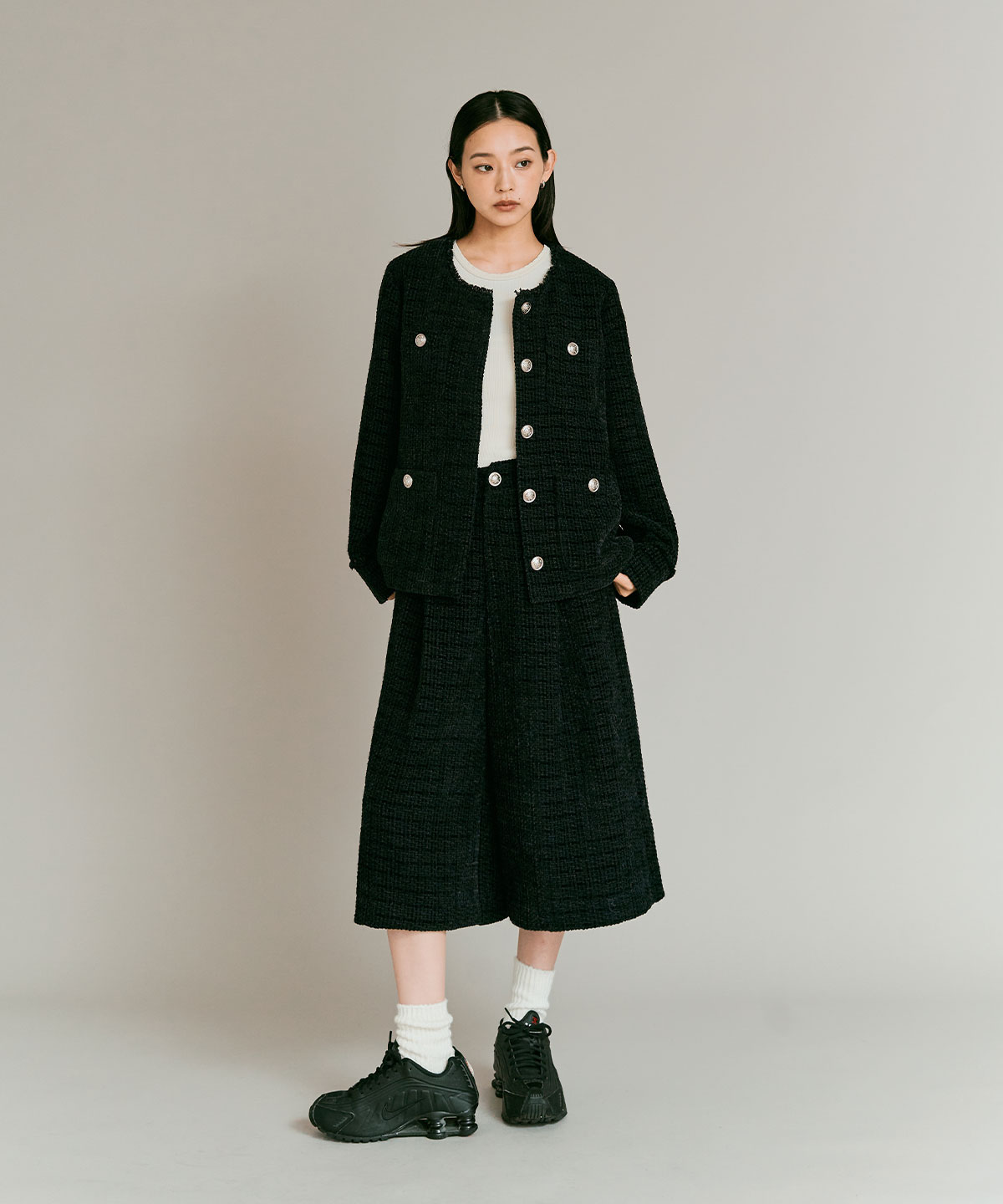 美品　Theory ミックスツイードコート　ノーカラーコート　2020SS theory 20SS 華やかミックスツイード ノーカラーコート P - メルカリ