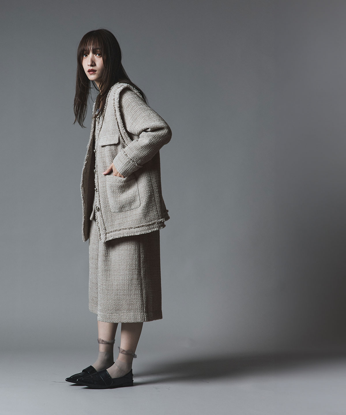 ウールミックスツイードオーバーベスト | アウター,ベスト | W:Huku