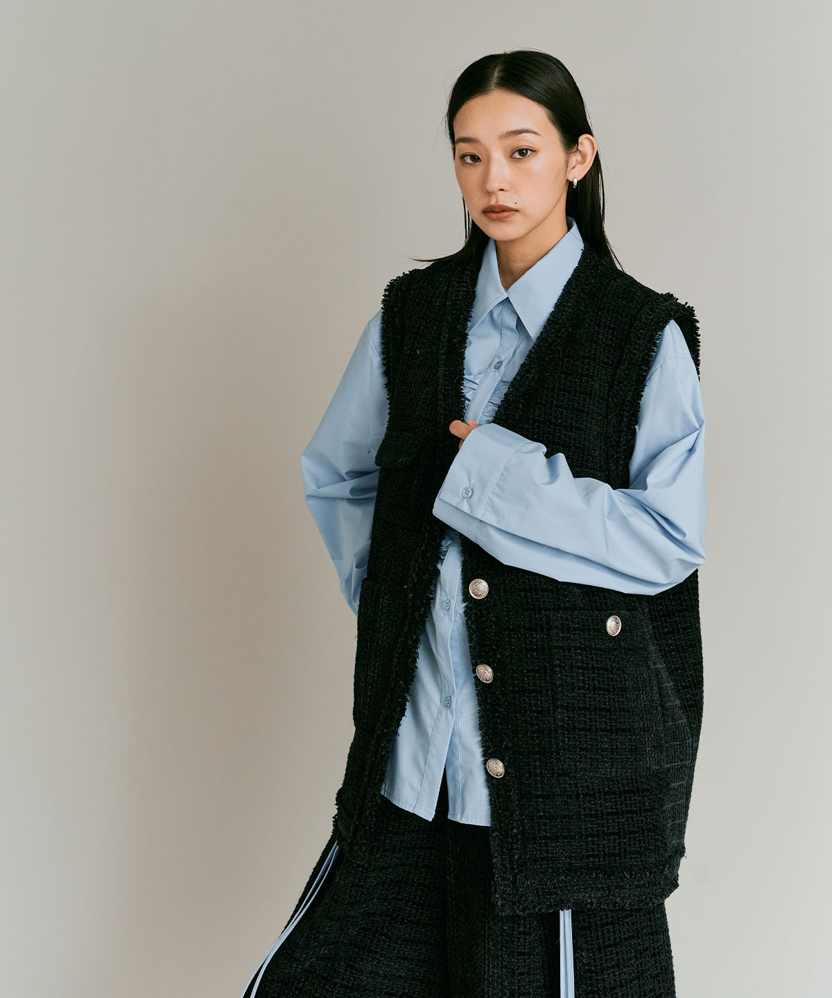 ウールミックスツイードオーバーベスト | アウター,ベスト | W:Huku