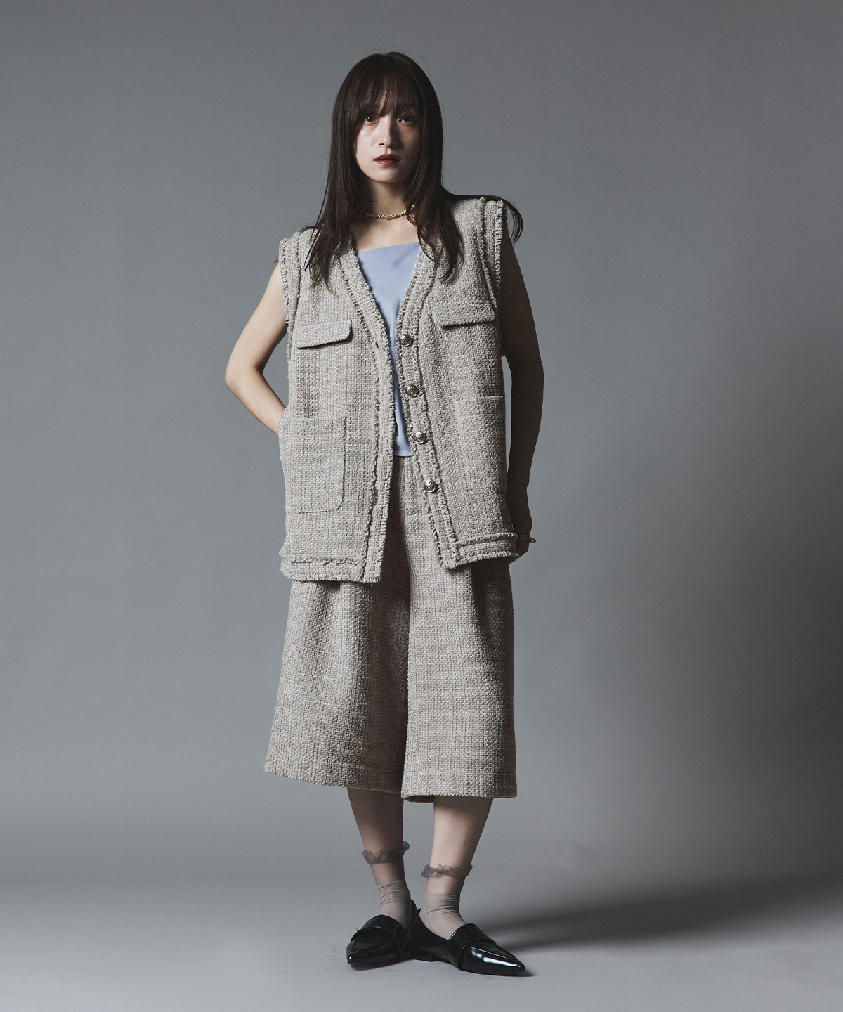 ウールミックスツイードオーバーベスト | アウター,ベスト | W:Huku